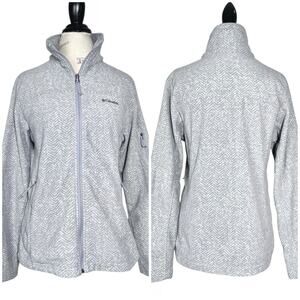 Columbia | Women | Gray Herringbone Fleece Lightweight Zip Up Jacket | Large